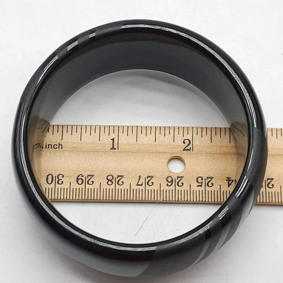 Givenchy Black Lucite Geometric Matte Pattern Bangle Bracelet Vintage - Picture 4 of 7